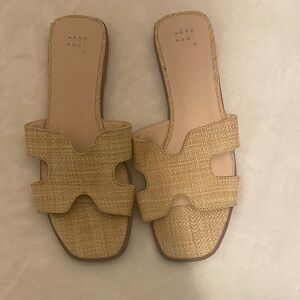 A New Day Woven Tan Slide Sandals very Good condition SZ 8 worn 3 times.